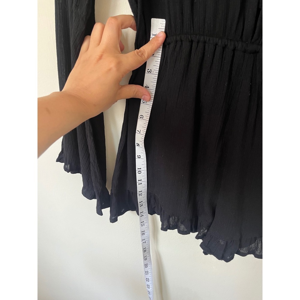 Nasty Gal Collection Black Bell Sleeve Romper V-Neck Witchy Boho Size US 4 - Picture 4 of 8
